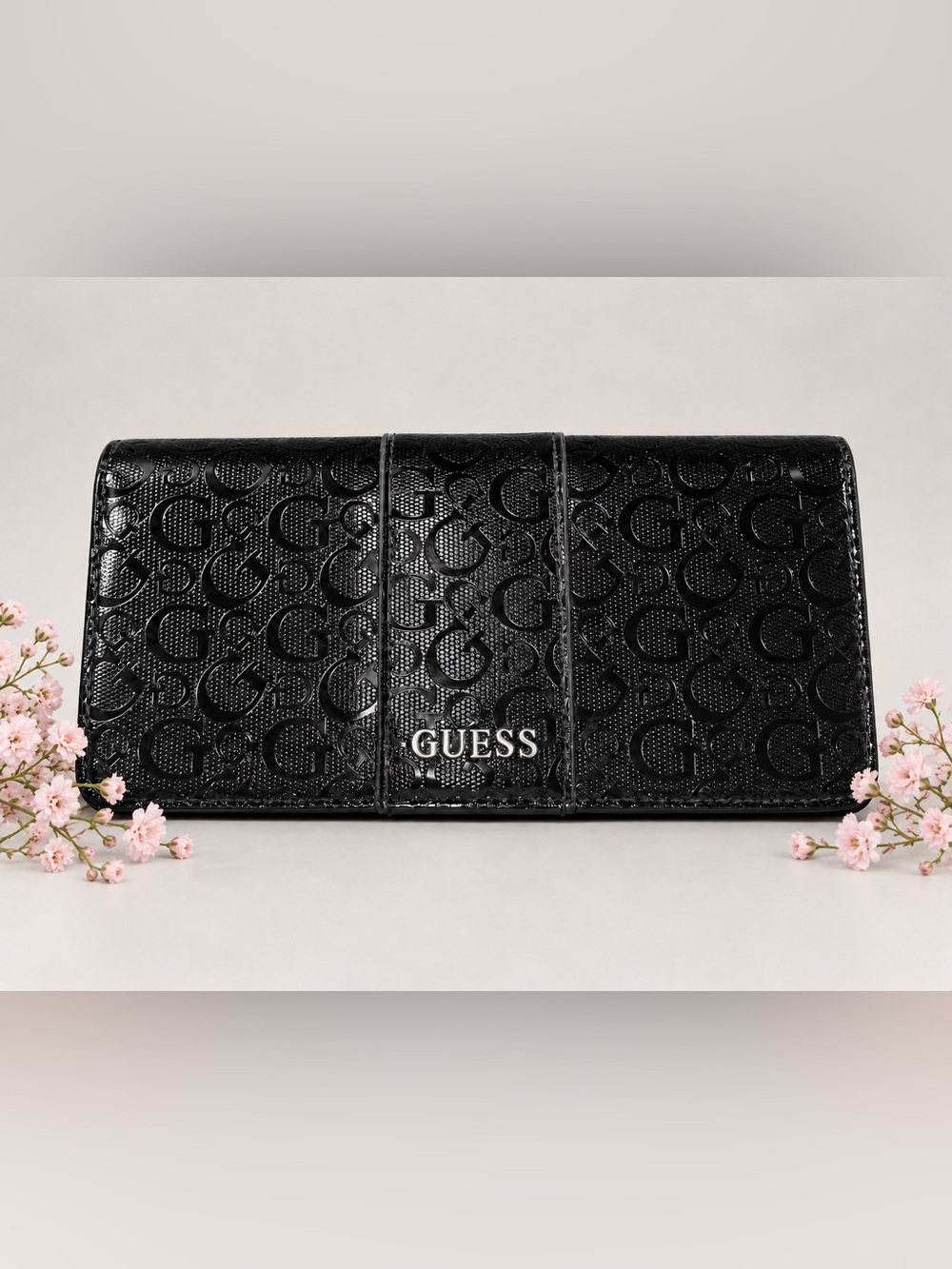Guess Black Embossed Logo Card Holder